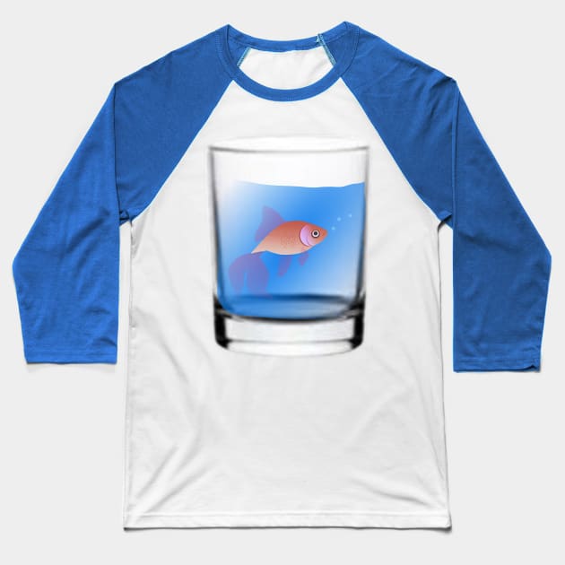 Goldfish in Glass Baseball T-Shirt by m2inspiration